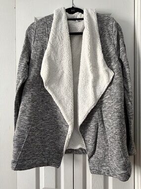 Z Supply Gray Knit Cardigan with White Sherpa Lining